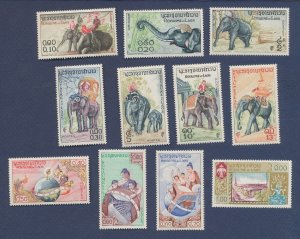 LAOS  - Scott 41-51 - MNH - elephant, UPU - 1957-1958