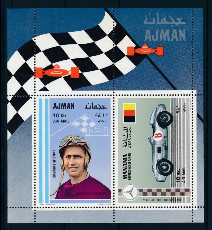 [93845] Ajman 1969 Motorsport Mercedes Benz 2500 Sheet MNH