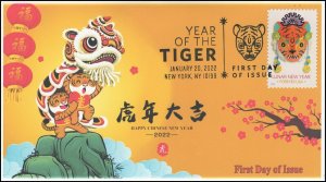 22-008, 2022, Year Of the Tiger, First Day of Issue, Pictorial Postmark, Lunar