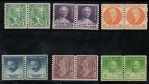 US #Canal Zone 153 - 156, 160-162, VF mint never hinged, PAIRS, very fresh, S...