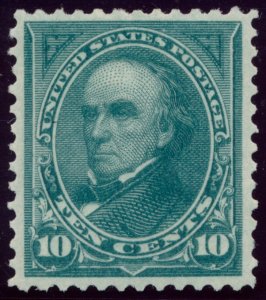 US 258 10c 1894 Daniel Webster unwatermarked VF unused OG hinged PSAG cert