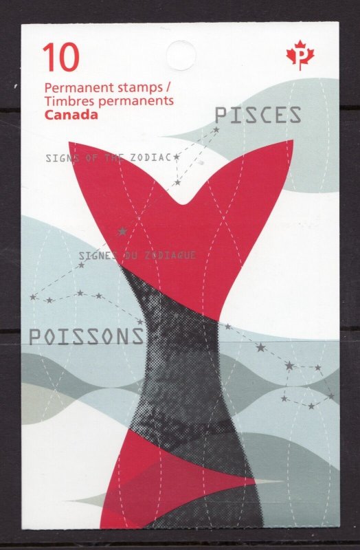 2013 - #2460a BK530 Booklet - Canada Signs of the  Zodiac : Pisces Fish  cv$17