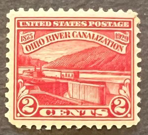 Scott#: 681 - Ohio River Canalization 2¢ 1929 Single Stamp MOG - Lot 14