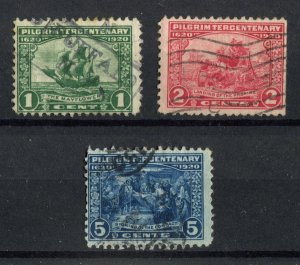 US 1920 Pilgrim Issue. Set of 3 Used. Sc#548-550.