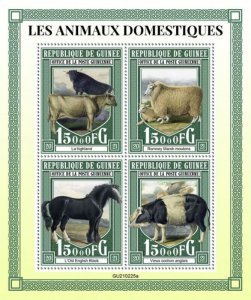 Guinea - 2021 Domestic Animals, Highland Cattle - 4 Stamp Sheet - GU210225a