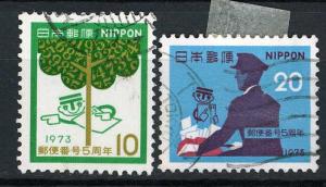 Japan 1973 - Scott 1143 & 1144 used - Postal code system