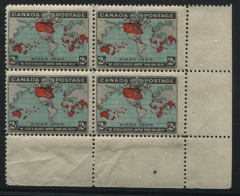 Canada 1898 2 cents Map stamp corner block of 4 unmounted mint NH