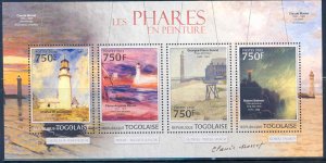 TOGO 2013 LIGHTHOUSE PAINTINGS SHEET FIRST DAY COVER