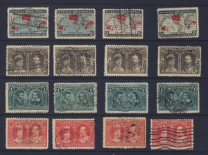 16x Canada Stamps  4x Each 1898 Map #86 1908 Quebec #96-97-98 Cat. Value= $82.00