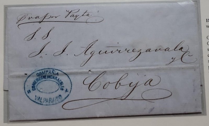 O) 1871  CHILE, PREPHILATELIC - PRESTAMP- STEAM BOAT PAYTA. COMPAÑIA  COMERCIAL