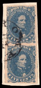 MOMEN: US STAMPS CSA #4 IMPERF PAIR USED LOT #84206*