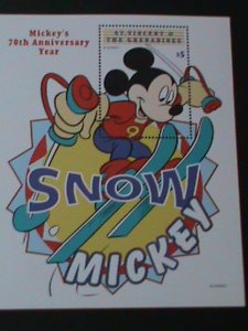 ST.VINCENT-GRENADINES -DISNEY CARTOON- MICKEY 70TH ANNIV- WINTER GAMES-MNH-