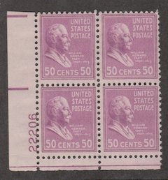 U.S. Scott #831 Taft Stamp - Mint NH Plate Block