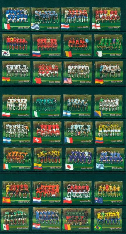 Madagascar Soccer World Cup Brasil FIFA 2014 National Teams set 32 MNH stamps