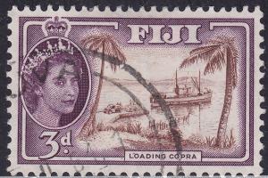 Fiji 152 USED 1956 Loading Copra On Ship, Palm Trees