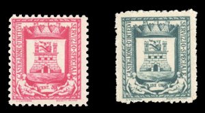 Italy, Locals #Sass. 11-12 Cat€150, Castiglione D'Intelvi, 1945 50c and 1L,...