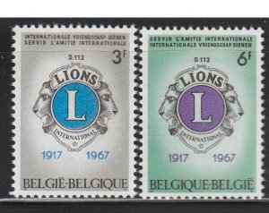 1967 Belgium - Sc 679-80 - MH VF - 2 single - Lions Club Emblem