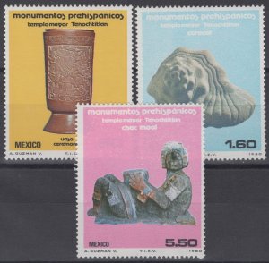 ZAYIX - Mexico 1208-1210 MNH Pre-Columbian Art Caracol Chacmool   071422S61M