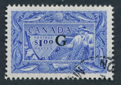 Canada #O27 $1 Fisheries 'G' Overprint, Very Fine Used