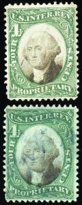 US Stamps # RB4a+4b Revenue Used VF Fresh