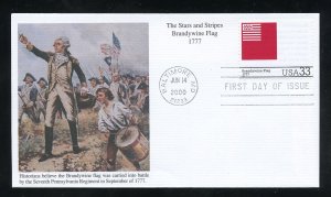 US 3403f Stars and Stripes - Brandywine 1777 UA Mystic cachet FDC