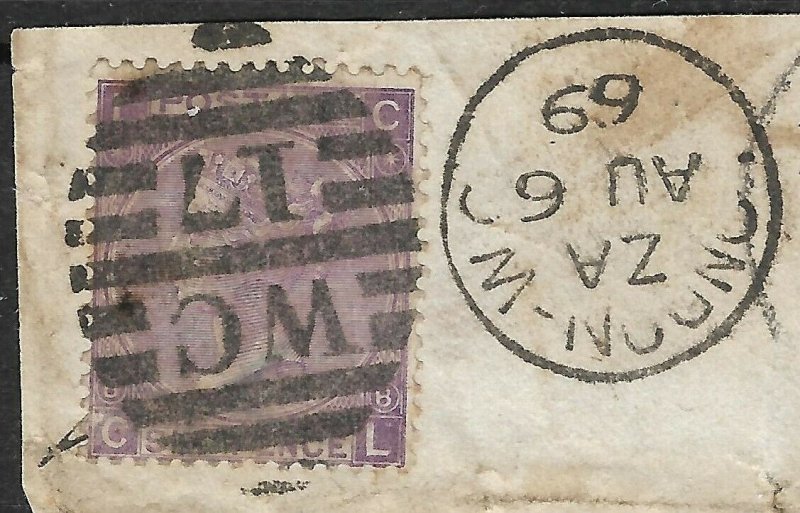 Doyle's_Stamps: 1869 British Scott #33 and #51a On-Piece, CV $175    L24