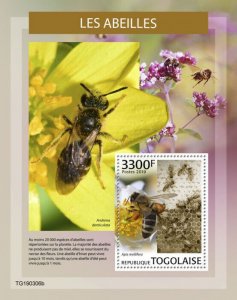 Togo 2019 MNH Bees Stamps Honey Bee Mining Bee Insects 1v S/S