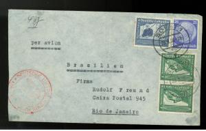 1938 Germany Zeppelin Cover to Brazil # C59 C60