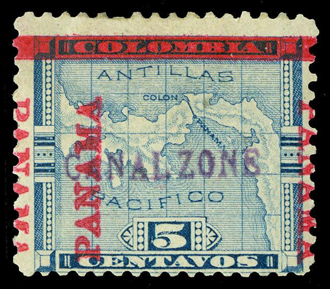 Canal Zone Scott 2 1904 5c PANAMA Reading Up/Down Issue Mint Fine DG Cat $300