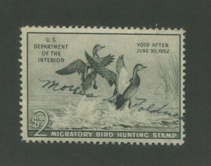 1951 US Federal Hunting Permit Duck Stamp #RW51 Used F/VF Pen Cancel