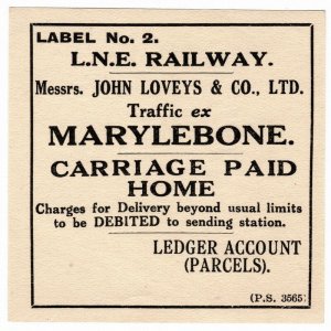(I.B) London & North Eastern Railway : Carriage Paid (John Loveys & Co) 