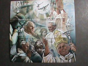 ​BURUNDI STAMP 2012 SC#1411-POPE JOHN PAUL II -IMPERF: MNH S/S  VERY FINE