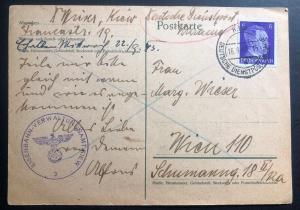 1943 Kiev Ukraine Germany Germany Postcard Railroad Station Cover To Vienna