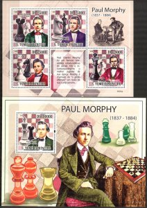 Sao Tome and Principe 2009 Chess Paul Morphy sheet + S/S MNH