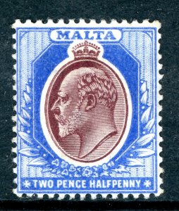 Malta 1911 British KGV 2½p Blue & Gray MCCA Scott #35v Mint U302  ⭐⭐⭐⭐⭐⭐