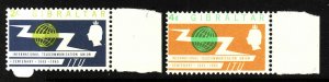 Gibraltar-Sc#167-8-unused very light hinged QEII-ITU omnibus-1965-