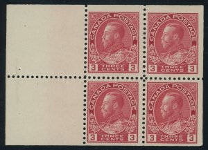 Canada - 109a - 3 cent Admiral Booklet pane of 4 - F/VF Mint never hinged