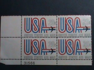 ​UNITED STATES-AIRMAIL-1968-SC# C75  USA AND JET BLOCK OF 4 STAMPS-VERY FINE