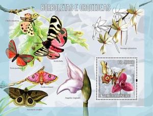 SAO TOME E PRINCIPE 2006 SHEET BUTTERFLIES INSECTS ORCHIDS FLOWERS st6202b