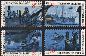 SC#1480-83 8¢ Boston Tea Party Singles (1973) MNH