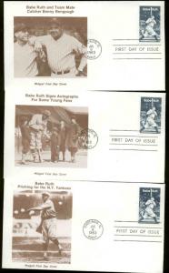 U.S. FDC  #2046 Set of 10 Different Philgraf Cachets Chicago, IL Babe Ruth