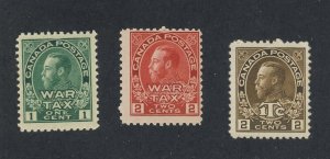 3x War Tax Canada stamps #MR1-1c MR2-2c MR4-2c + 1Tc Guide Value = $105.00