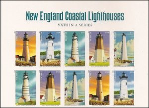 US 4795c New England Coastal Lighthouses imperf NDC header block 10 MNH 2013