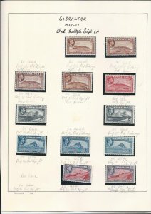 GIBRALTAR 1938-51 KG6 33 STAMPS TO £1 WITH PERF VARS ETC MM CAT £1250