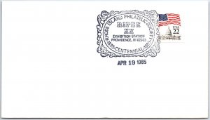 US SPECIAL POSTMARK EVENT COVER RHODE ISLAND PHILATELIC SOCIETY CENTENNIAL 1985f