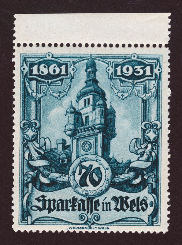 REKLAMEMARKE SPARKASSE WELSERMÜHL ÖSTERREICH OBERÖSTERREICH - 70 JAHRE 1861-1931