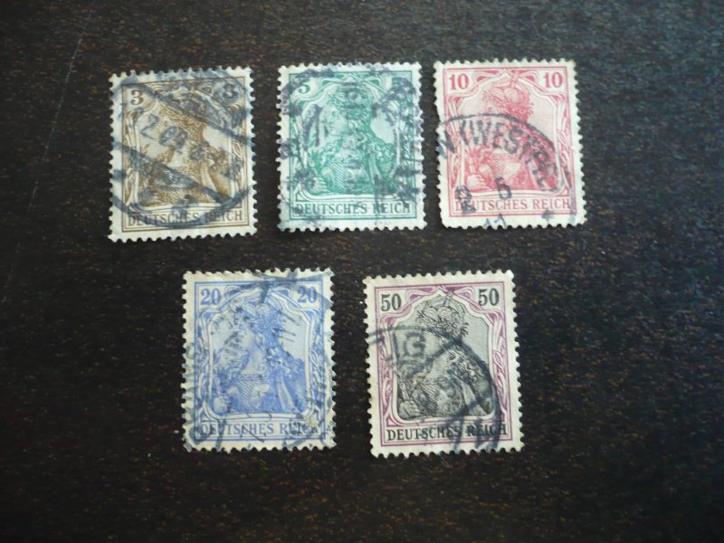 Stamps - Germany - Scott# 66-69,73 - Used Part Set of 5 Stamps