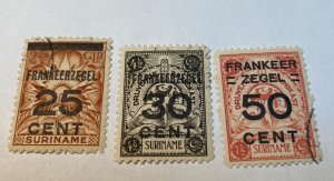 KAPPYSTAMPS  SURINAM #136-38 USED VERY FINE LIGHT CANCELS  H32