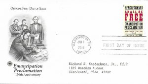 2013 FDC, #4721, Emancipation Proclamation, 3 diff. covers