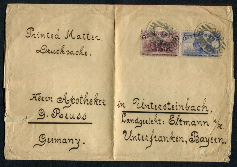 1897 USA STAMPS COVER CINCINNATI OHIO FROM GERMANY SCOTT#231-233-